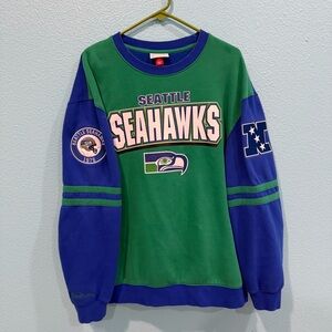 Mitchell & Ness Seattle Seahawks Green and Blue Crewneck Sweater